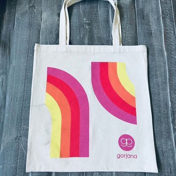 Gorjana Cream Rainbow Summer Canvas Tote Bag - Picture 1 of 3